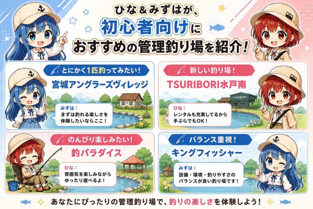 ブラックバス管理釣り場のおすすめ4選を説明する画像です