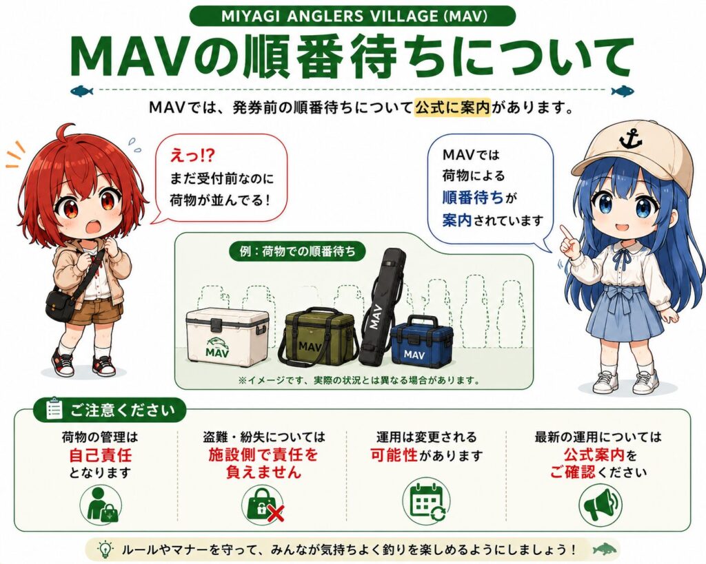 MAVの発券前順番待ちルールを解説するひなとみずはの案内画像